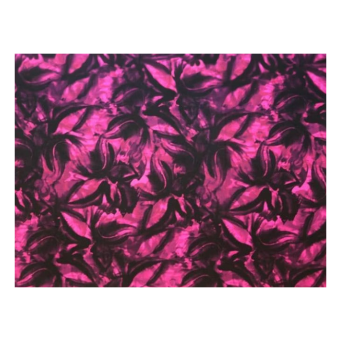 ABSTRACT FLORAL GEORGETTE black on pink*